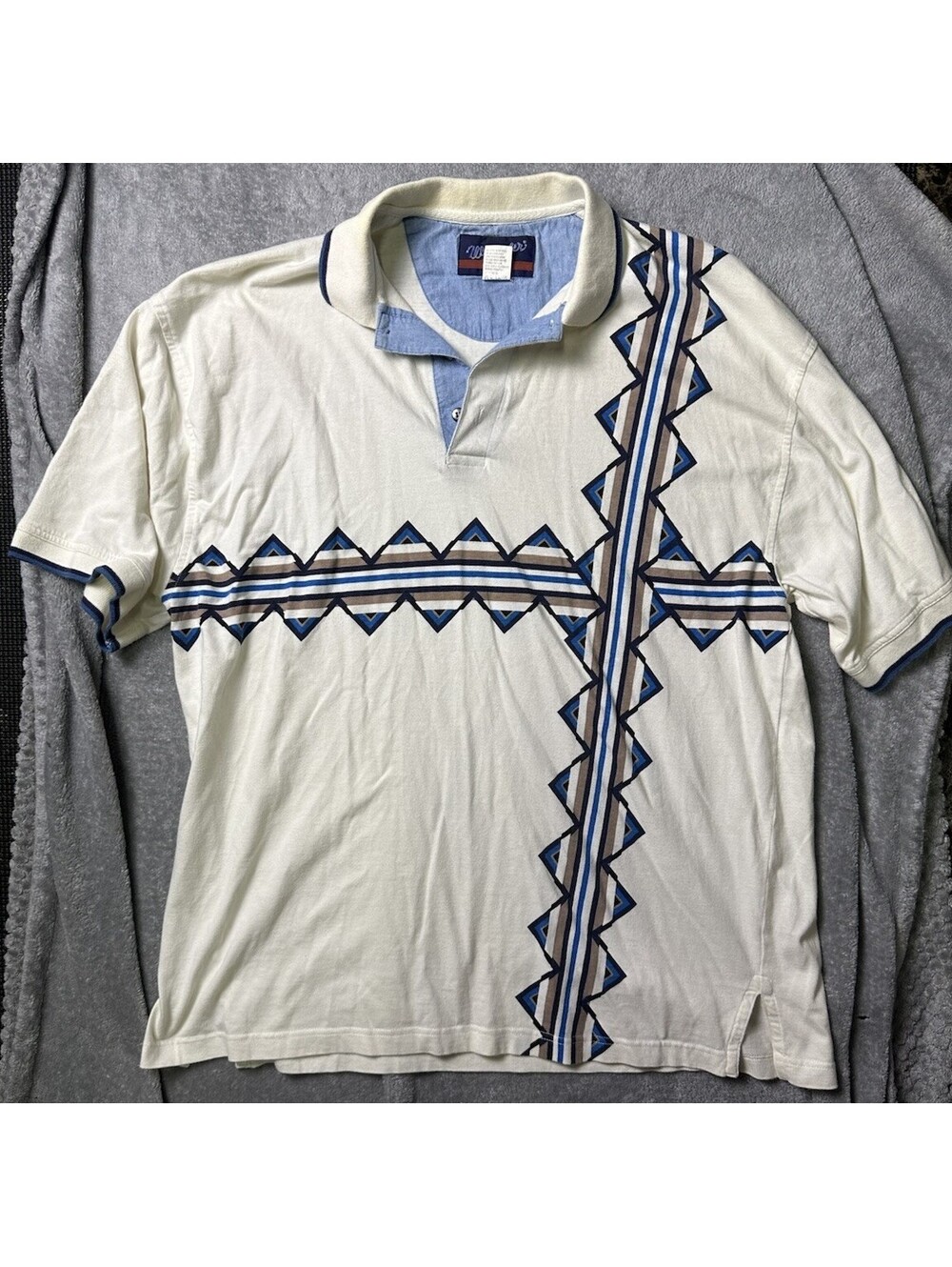 Vintage 90s Wrangler Polo Shirt XL Southwestern Aztec Geometric Western Cotton